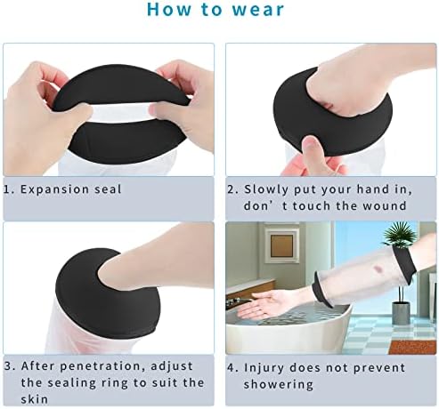 SUPERNIGHT Waterproof Cast Cover for Shower Arm, PICC Line Covers for Upper Arm, Adult Reusable Watertight Wound Bandage Sleeve Protector for Elbow