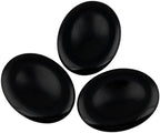 mookaitedecor Black Obsidian Thumb Worry Stone, Pocket Palm Stones Crystal Healing Reiki Stress Relief Pack of 4, Oval Shape