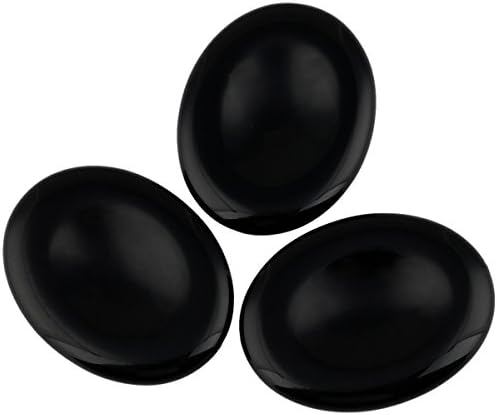 mookaitedecor Black Obsidian Thumb Worry Stone, Pocket Palm Stones Crystal Healing Reiki Stress Relief Pack of 4, Oval Shape