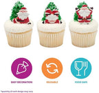 DecoPac Tumbling Santa Cake Toppers, 24 Christmas Cake Decorations For Festive Parties & Celebrations, Father Christmas, Food Safe – 24 Pack
