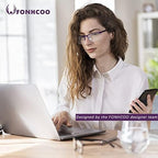 FONHCOO Reading Glasses for Women Men, Blue Light Blocking Reading Glasses Metal Half Frame Computer Readers Anti UV/Glare