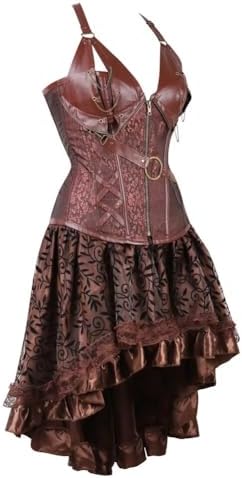 Corset Dress Skirt 3 Set Women Steampunk Plus Size Gothic Punk Bustier Pirate Costume Halloween