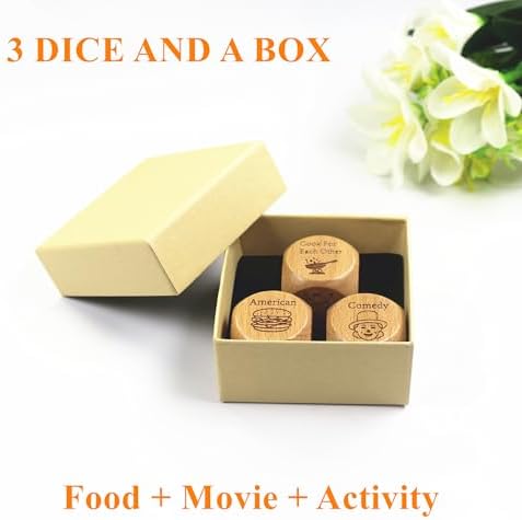 Couple Date Night Dice Ideas Gifts for Men Women Food Decision Dice Naughty Games Anniversary Birthday Engagement Valentine's Day Gift for Boyfriend Girlfriend Husband Wife Groom Bride Him Her