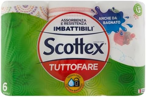 Scottex Kitchen All-Rounder Two Different Sides Maxi Rolls 6 Maxi Rotoli Arancione