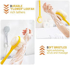 Shower Body Brush,Soft Bristles and Beautiful Pumpkin Loofah 14” Long Handle Back Scrubber Bath Mesh Sponge for Skin Exfoliating Bath,Massage Bristles Suitable for Wet or Dry,Men and Women (Grey)