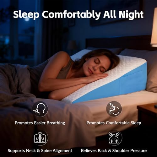 Wedge Pillow for Sleeping, 7.5" Bed Wedge After Surgery, Back Pain Relief, Memory Foam Pillow Triangle Incline Wedge for Back Support, Leg Elevation