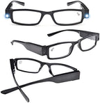 Reading Glasses with Light Bright LED Readers with Lights Reading Glasses Lighted Magnifier Nighttime Reader Compact Full Frame Eyewear Clear Vision Unisex Clear Vision Lighted Eye Glasses,+1.5