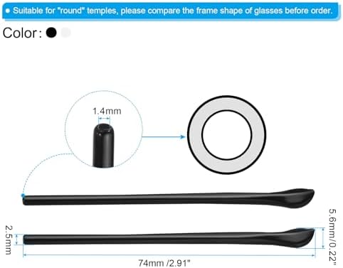 PATIKIL Glasses End Tips, Eyeglass Anti Slip Ear Sock Pieces Tube Sleeve Soft for Round Thin Metal Eyeglass Legs Style 3