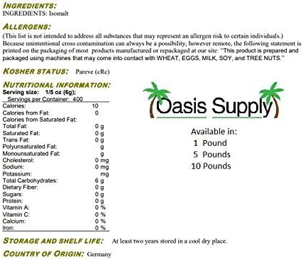 Oasis Supply, Isomalt Sugar Substitute (Granular) - Sugar Substitute for Baking, 5 lb - Isomalt Ready To Use - Clear & Non-Crystallizing, Formulated For Decorative Accents & Sugar Art - 5 Lb Bag