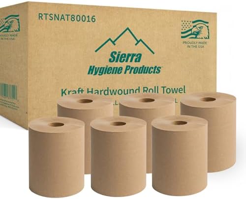 Sierra Hygiene Natural (Kraft) 1-Ply 8" Hardwound Paper Towel, 800’ Roll – 6/Case