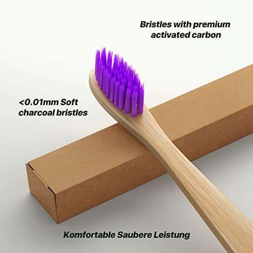 10 Pack Bamboo Toothbrushes | Biodegradable & Compostable Eco-Friendly Natural Bamboo Charcoal Toothbrushes | BPA Free Soft Bristles Wooden Toothbrush - 100% RECYCLED PACKAGING (Adult - 10 Color)