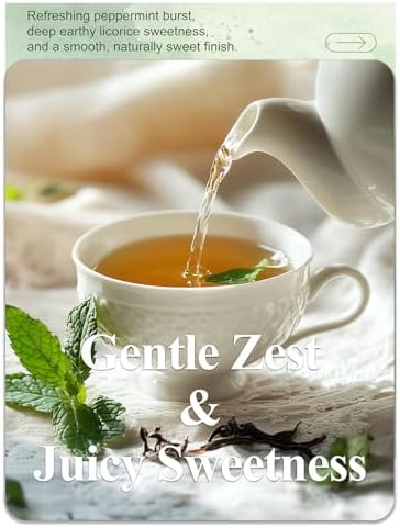 LOOMICA Licorice Mint Tea Bags, Caffeine Free, Refreshing Peppermint & Earthy Sweet Licorice Root Tea Bags for Relaxation, Individually Wrapped Bags, No Artificial Sugar Added, 20 Counts