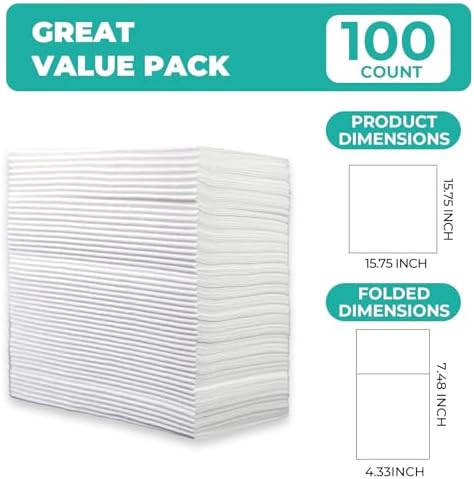CXPSINC White Napkins Disposable with Pocket, 100Pcs Pre-Folded Airlaid Paper Dinner Napkins, Soft and Absorbent for Parties, Weddings, Dinners or Events
