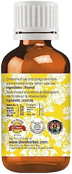 Deve Herbes Peanut Oil (Arachis hypogeae) | Cold Pressed | Pure | Natural | Undiluted | For Diluting Essential oils | For Skin & Massage | Non-Sticky| Lightweight| Men & Women | 50ml (1.69 oz)