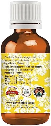 Deve Herbes Peanut Oil (Arachis hypogeae) | Cold Pressed | Pure | Natural | Undiluted | For Diluting Essential oils | For Skin & Massage | Non-Sticky| Lightweight| Men & Women | 50ml (1.69 oz)