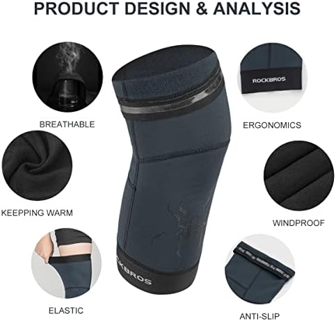ROCKBROS Knee Warmer for Men Thermal Leg Warmer Knee Brace Anti-slip Knee Sleeves Winter for Basketball Cycling Knee Warmer