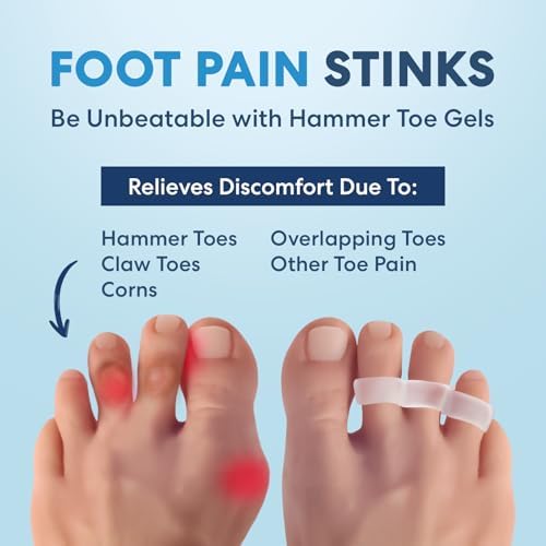 Dr. Frederick's Original Hammer Toe Corrector Gels - 2 Pairs - All-Day Relief for Crooked & Overlapping Toes - Firm Cushioning - Symptomatic Support for Toe Alignment - Clear - 3 Loop Design