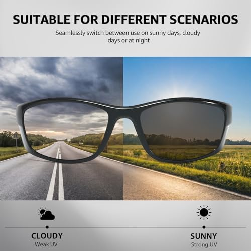 Myiaur Polarized Running Sunglasses for Men Women, UV400 Photochromic Sun Glasses Ideal for Sports Driving Cycling Fishing