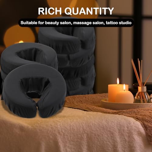 Tatuo 12 Pcs Face Cradle Covers for Massage Head Rest Microfiber Reusable Soft Thicker Massage Table Face Covers Oil Proof Headrest Cradle Sheets for Spa Beauty(Black)