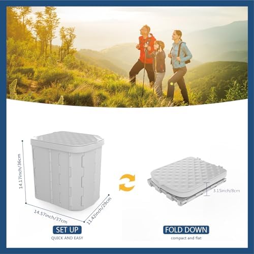 Portable Camping Toilet for Adults XL Portable Folding Toilet with Lid,Travel Portable Potty for Adults,Porta Potty Car Toilet, Grey