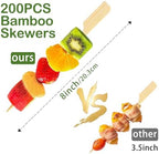200 PCS 8 Inch Bamboo Skewers for Appetizers, Toothpicks, Cocktail Picks for Christmas Party, Fruit Kababs, Sausage, Barbecue Snacks, Natural Wooden Paddle Skewer Food Sticks, Charcuterie Accessories