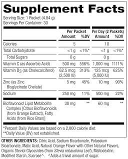 Dr. Mercola Vitamin C-PAK - Daily Immune Support - Contains Vitamin C, Vitamin D3, and Zinc - Fast-Acting Antioxidant Powder - Fizzy Drink Mix - 30 Packets