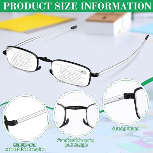 Coume 6 Pack Folding Reading Glasses Hard Cases Blue Light Blocking Men Women Foldable Computer Spring Hinge Readers