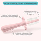 grabease Double-Sided Finger Toothbrush - Promotes Independent Brushing & Toddler Toothbrush - Recyclable Silicone Baby Brush - Finger Brush for Gum Massage - 12 Months & Up, Blush, Pack of 1