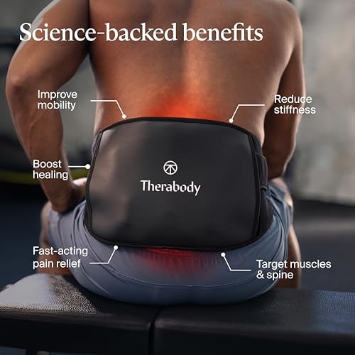 Therabody ThermBack LED – 4-in-1 Back Wrap with Heat, Far Infrared, Vibration and LED Light Therapies for Lower Back Pain Relief