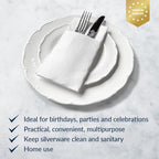 PAW - White Linen Feel Napkins with Built-in Flatware Pocket, Soft and Absorbent Paper Pre-Folded Napkins, Guest Towels, Wedding Party, Dinner, Birthday, Gatherings, 50 Count