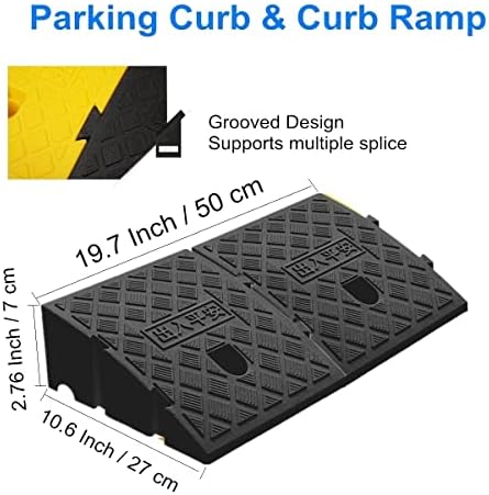 2Pack Curb Ramp Black Color with one Large Hose Hook, Portable Lightweight Heavy Duty Plastic Driveway Curb Ramps for Low Cars,Motorcycle Ramp,Curb Ramps (2.76 inch High)