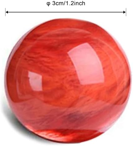 Red Crystal Ball with Stand – Natural Smelting Quartz Sphere for Meditation, Healing, Feng Shui, Divination, Home Decoration Gift,1.2in(3cm)
