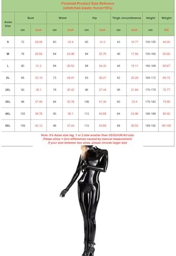 Women's Handmade Shiny Wetlook PVC Leather Catsuit Back with Zipper Bodysuit Jumpsuit Attached Gloves