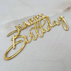 Happy Birthday Cake Toppers, Mirror Acrylic Cake Topper Side Cake Decorations, Happy Birthday Cake Topper Birthday Decorations for DIY Cake Decor Cake Tools Birthday Party Supplies (11-Gold)