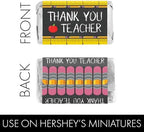 Teacher Appreciation Mini Candy Bar Wrappers – 42 Thank You Teacher Labels (2.5" x 1.25") – Candy Favor Stickers for Appreciation Week and End-of-Year Gifts