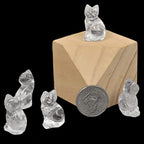 Justinstones Carved Natural Clear Quartz Cat Guardian Statue Home Decor Reiki Chakra Healing Crystal Desk Gemstone Decoration Stone Crafts Gemstone Collectible Gift