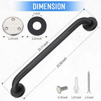 2 Pack 24 Inch Shower Grab Bars for Seniors Bathroom, Black Stainless Steel Safety Support Handles for Shower, Anti Slip Grab Bar for Bathroom, Handicap Elderly Injury Pregnant Assist Bath Handle