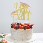 LVEUD I Did It Cake Topper - Congrats Grad Cake Toppers - Graduation Party Decorations (gold)