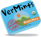VerMints Organic Breath Mints PepperMint Candy Mints for Real Long-Lasting Flavor, Travel Size Tin - Non-GMO, Nut Free, Gluten Free, Vegan, Kosher Peppermints - 1.41oz Tins (Pack of 6)