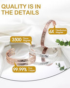 Feraco Copper Bracelet for Women, Magnetic Bracelets for Women, 99.99% Pure Copper Cuff Bangle with 3500 Gauss Magnets (Silver)
