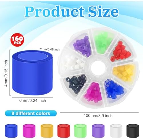 160 Pcs Dental Code Rings, 6mm Silicone Non-Toxic Orthodontic Rings Accessory, 8 Vibrant Colors, Autoclavable Instrument Identification System for Dental Clinics