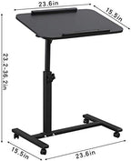 Bed Desk Adjustable Overbed Bedside Table Rolling Laptop Tray Desk Cart Height Portable Mobile Sit Stand Table Tilting Hospital Bed with Wheels