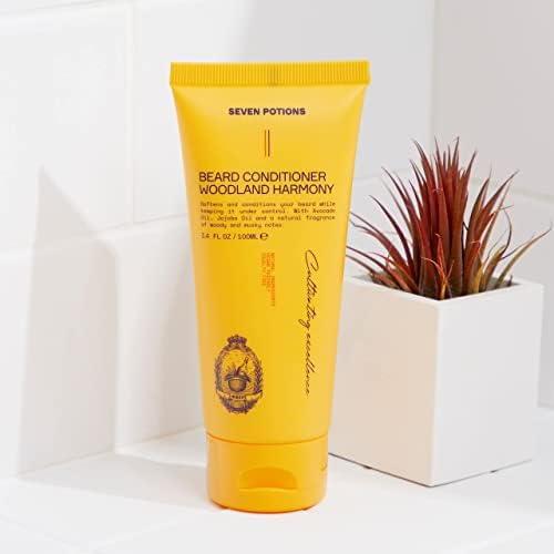 SEVEN POTIONS Beard Shampoo and Beard Conditioner Duo Bundle - Cleanses and Softens Your Beard - Natural, Vegan Beard Wash and Softener - Woodland Harmony (3.4FL OZ)