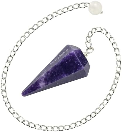 Amazing Gemstone Lepidolite Crystal Pendulum for Divination - Certified Dowsing Crystals, Healing Stones for Chakra Balancing, Meditation - Enhance Reiki Spiritual Growth