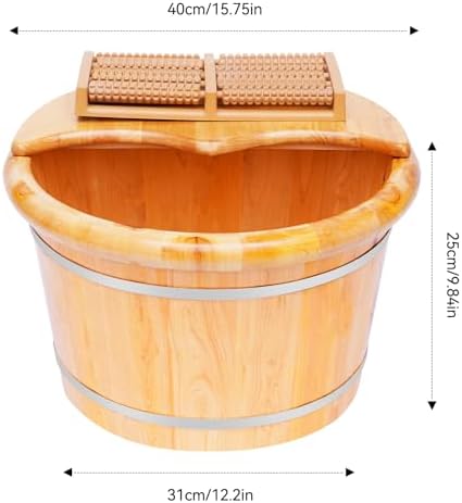 Wooden Foot Baths Bucket, Foot Massage Barrel, Thickened Spa Soaking Tub for Relaxation, Washing and Sauna, Relaxation, Wooden Foot Soaking Tub with Heat Retention