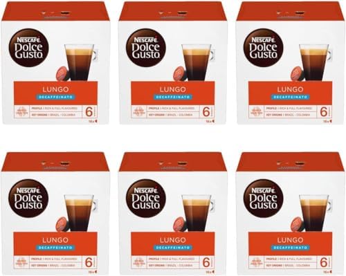 NESCAFÉ Dolce Gusto Lungo Decaffeinated Coffee Pods x16 (Pack of 6, Total 96 Pods)