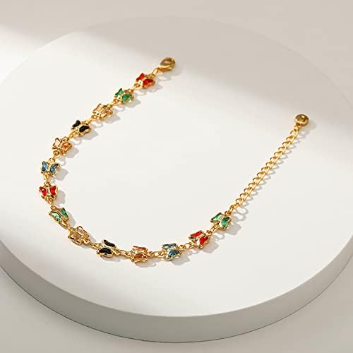 Dainty Gold Bracelets for Women, 18 Gold Plated Adjustable Evil Eye/Butterfly/Beaded/Pearl/Heart/Turquoise Handmade Bracelet for Women