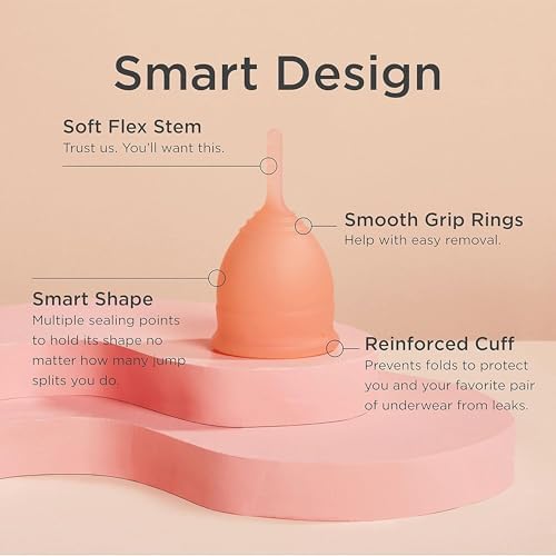 Saalt Soft Menstrual Cup – Reusable Period Cup – Made for Comfortable, Leak-Free Protection Up to 12 Hours – BPA & Latex Free – Includes Cup & Carry Bag (Small, Desert Blush)