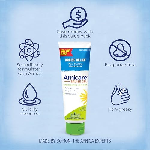 Boiron Arnicare Bruise Gel for Pain, Inflammation or Swelling, Soreness, and Discoloration - Non-Greasy and Fragrance-Free - 4.2 oz