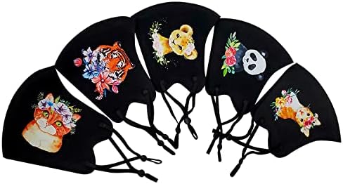 Face Masks Washable,Cloth Face Mask Reusable,Ice Silk Cotton Cloth Masks,3D Printing Pattern Face Mask,Pack of 5
